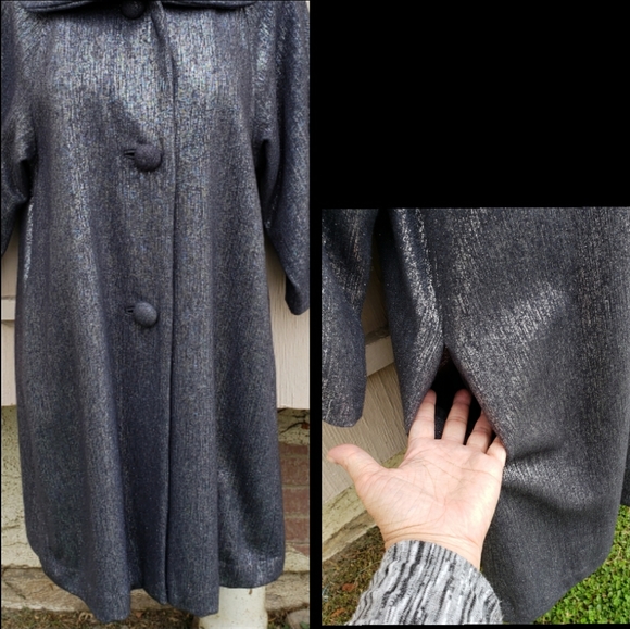 P 0/2 TRACY REESE silver black metallic long coat - Picture 4 of 9